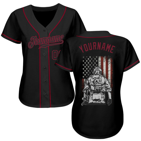 Custom 3D Pattern Design American Soldier Battlefield Authentic Baseball Jersey alternate