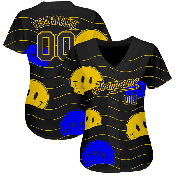 Custom 3D Pattern Design Smile Emoji Authentic Baseball Jersey alternate