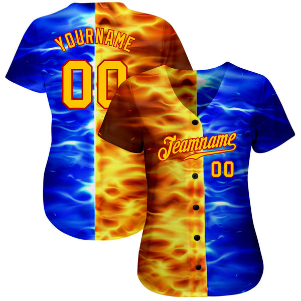 Custom 3D Pattern Design Flame Burning Red Hot Sparks BBQ Season Authentic Baseball Jersey alternate