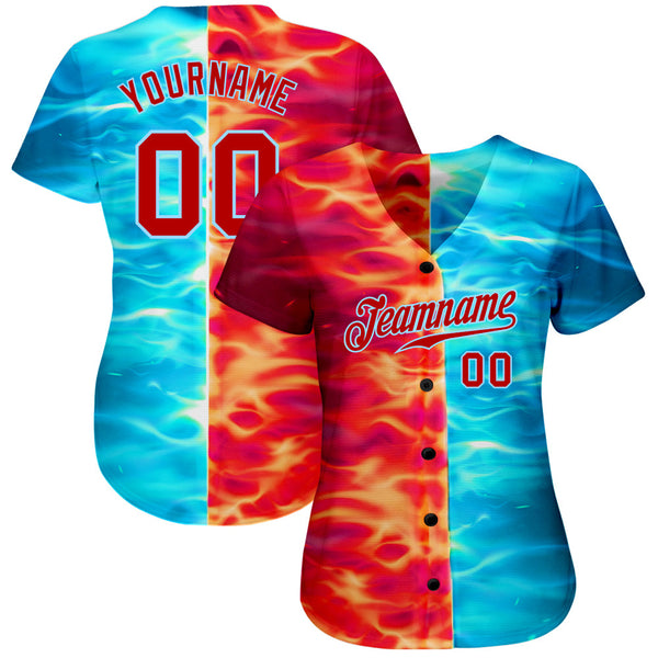 Custom 3D Pattern Design Flame Burning Red Hot Sparks BBQ Season Authentic Baseball Jersey alternate