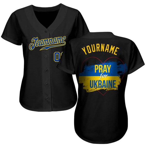 Custom 3D Pattern Design Pray For Ukraine Peace Authentic Baseball Jersey alternate