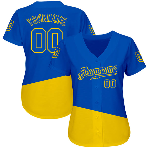Custom 3D Pattern Design Ukrainian Flag And Coat Of Arms Of Ukraine Authentic Baseball Jersey alternate