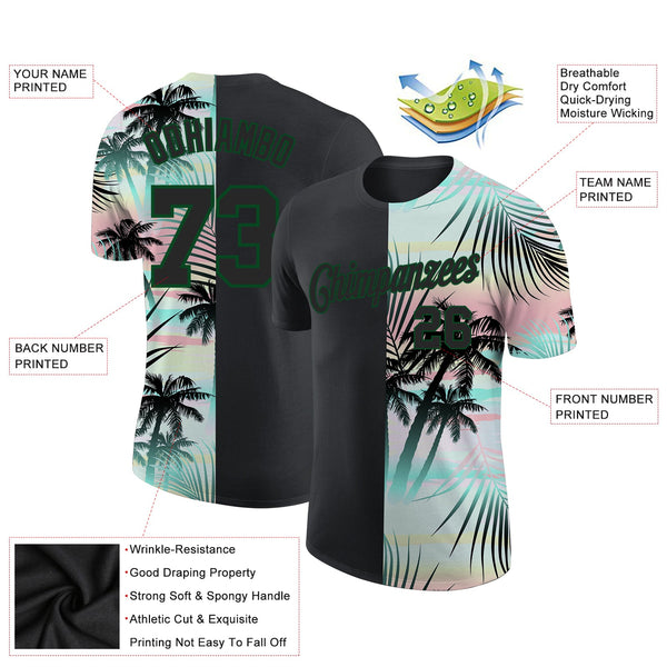 Custom 3D Pattern Design Tropical Hawaii Palm Leaves Performance T-Shirt alternate