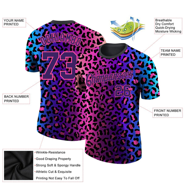 Custom 3D Pattern Design Leopard Performance T-Shirt alternate