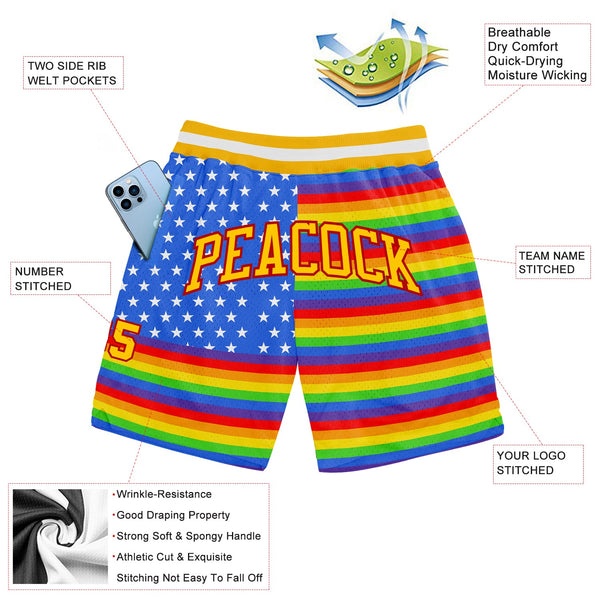 Custom Rainbow For Pride Month Love Is Love LGBT Authentic Basketball Shorts alternate