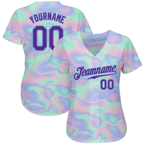 Custom 3D Pattern Design Abstract Trendy Holographic Vaporwave Style Authentic Baseball Jersey alternate