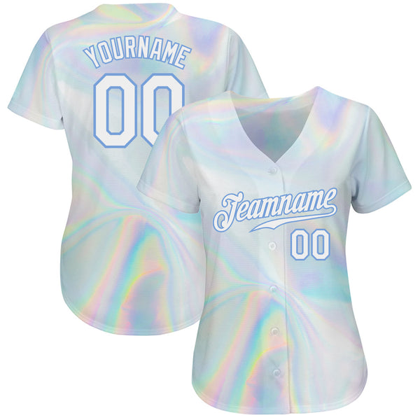 Custom 3D Pattern Design Abstract Trendy Holographic Vaporwave Style Authentic Baseball Jersey alternate