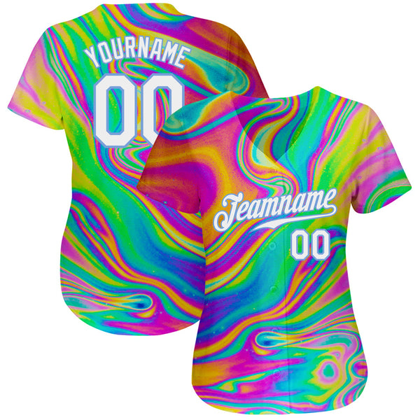 Custom 3D Pattern Design Abstract Colorful Psychedelic Fluid Art Authentic Baseball Jersey alternate