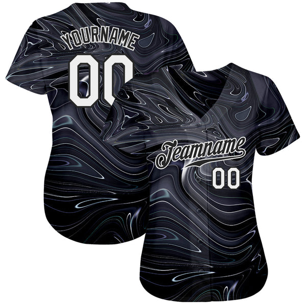 Custom 3D Pattern Design Abstract Liquid Marbling Fluid Art Authentic Baseball Jersey alternate