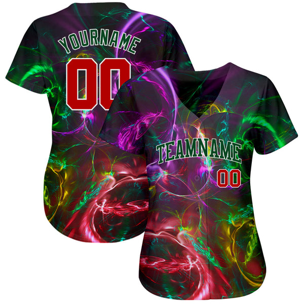 Custom 3D Pattern Design Abstract Fractal Rendering Authentic Baseball Jersey alternate