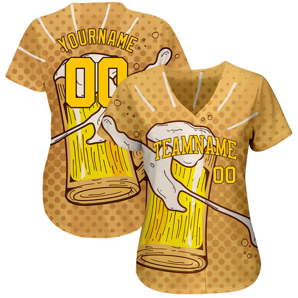 Custom 3D Pattern Design Let's Drink Authentic Baseball Jersey alternate