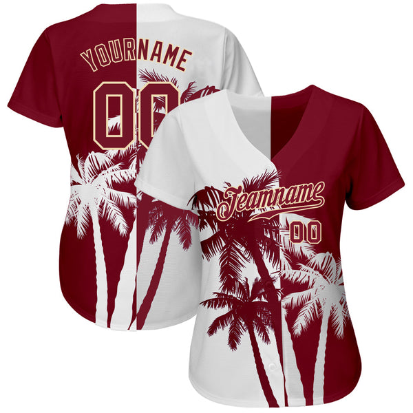 Custom 3D Pattern Design Hawaii Coconut Trees Authentic Baseball Jersey alternate