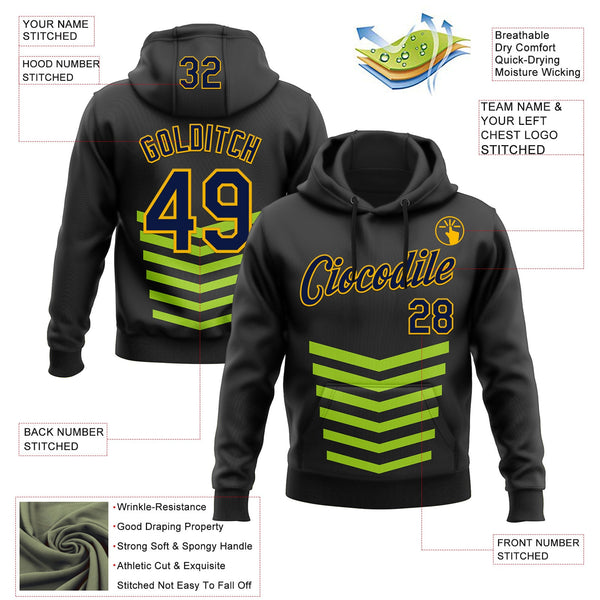 Custom Stitched Black Green-Gold 3D Pattern Design Sportswear Pullover Sweatshirt Hoodie alternate