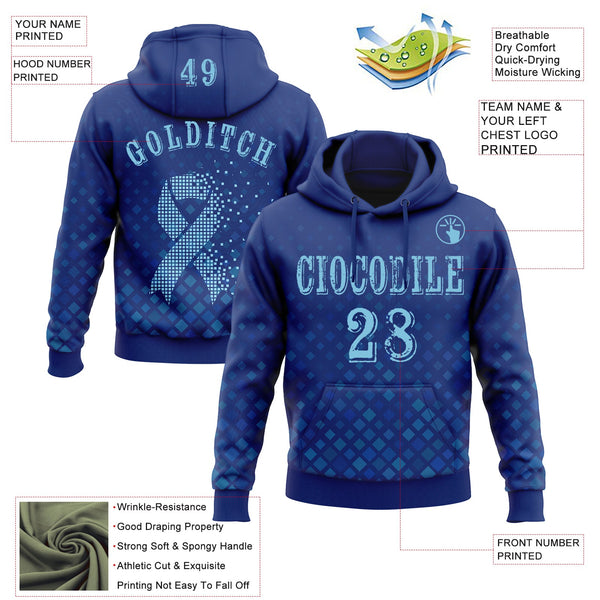 Custom Royal Blue 3D Prostate Cancer World Cancer Day Ribbon Support Sports Pullover Sweatshirt Hoodie alternate