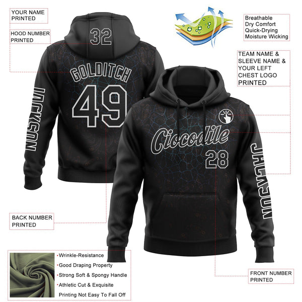Custom Black White 3D Pattern Design Ethnic Tribal Sportswear Pullover Sweatshirt Hoodie alternate