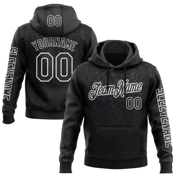Custom Black White 3D Pattern Design Ethnic Tribal Sportswear Pullover Sweatshirt Hoodie
