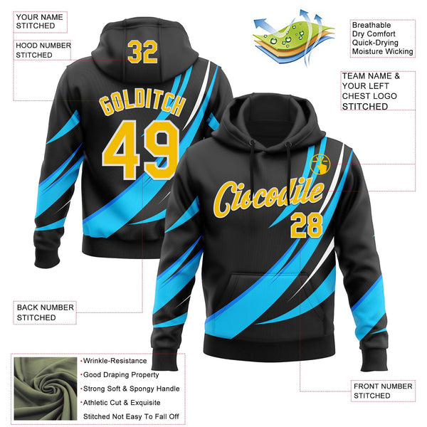 Custom Stitched Black Yellow Blue-White 3D Pattern Design Sportswear Pullover Sweatshirt Hoodie alternate