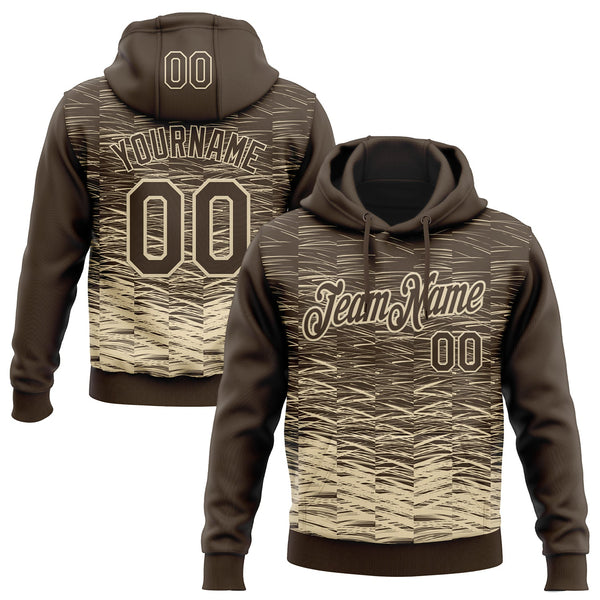 Custom Stitched Brown Cream Line Sports Pullover Sweatshirt Hoodie