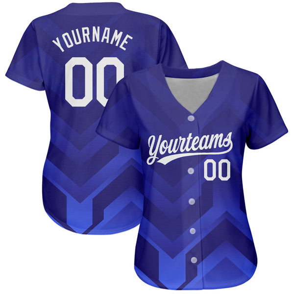 Custom Royal White-Navy 3D Pattern Design Authentic Baseball Jersey alternate