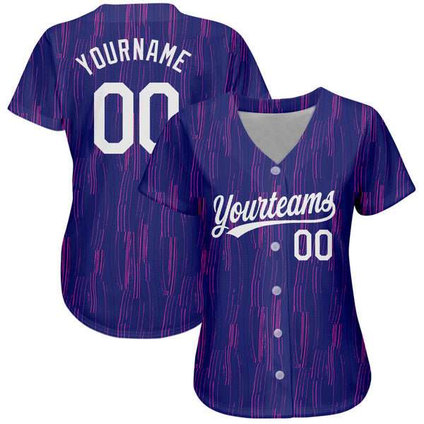 Custom Purple White 3D Pattern Design Authentic Baseball Jersey alternate