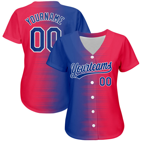 Custom Red Royal-White 3D Pattern Design Authentic Baseball Jersey alternate