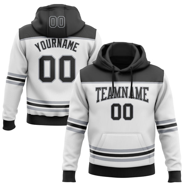 Custom White Black-Gray 3D Pattern Design Game Day Los Angeles Inspired Sports Pullover Sweatshirt Hoodie