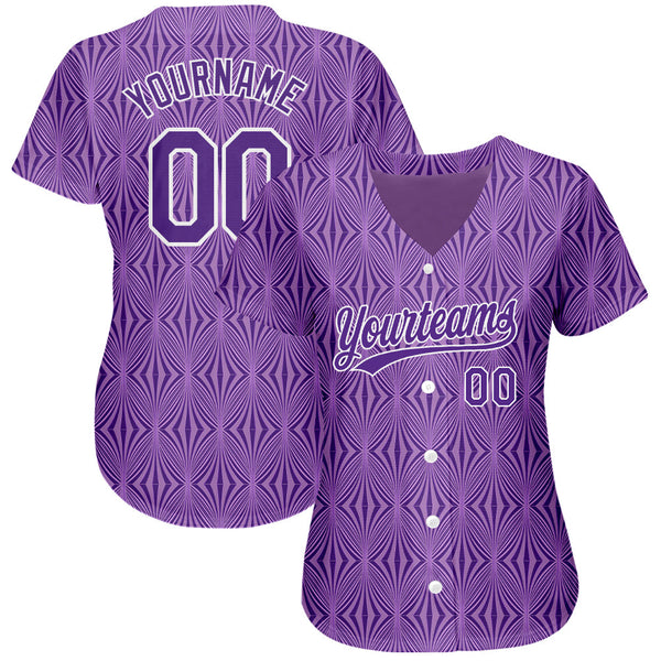 Custom Purple Purple-White 3D Pattern Design Authentic Baseball Jersey alternate