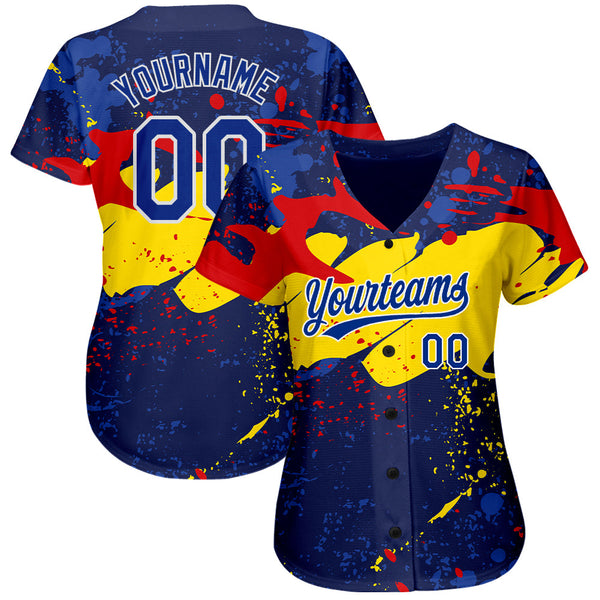 Custom Figure Royal-Gold 3D Pattern Design Authentic Baseball Jersey alternate