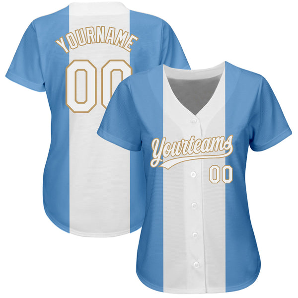 Custom Light Blue White-Old Gold 3D Argentinian Flag Authentic Baseball Jersey alternate
