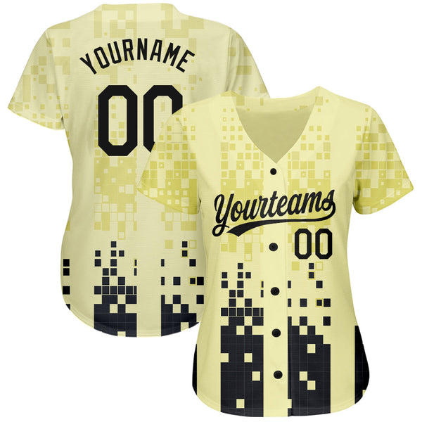 Custom Cream Black 3D Pattern Design Authentic Baseball Jersey alternate