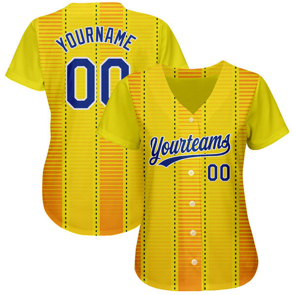 Custom Gold Royal-Orange 3D Pattern Design Authentic Baseball Jersey alternate