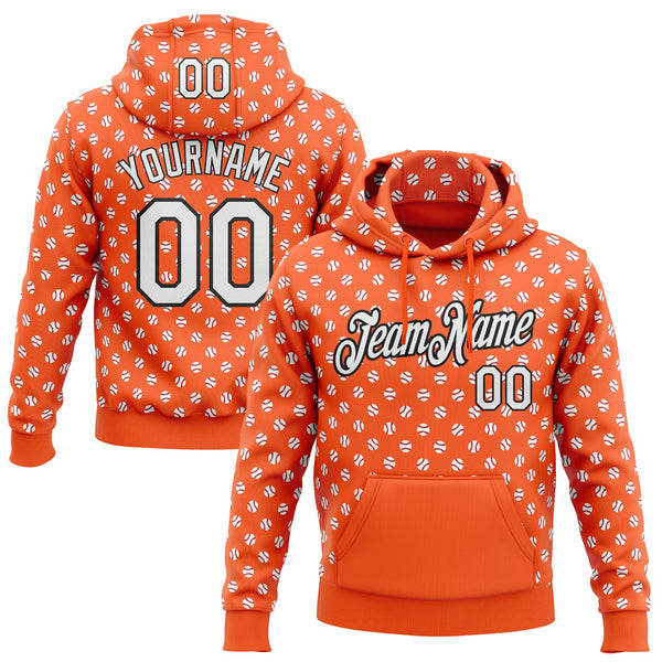 Custom Stitched Orange White-Black Baseball Game Day Cincinnati Inspired Sports Pullover Sweatshirt Hoodie
