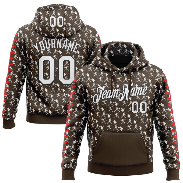 Custom Stitched Brown White Red-Black Baseball Game Day Cleveland Inspired Sports Pullover Sweatshirt Hoodie