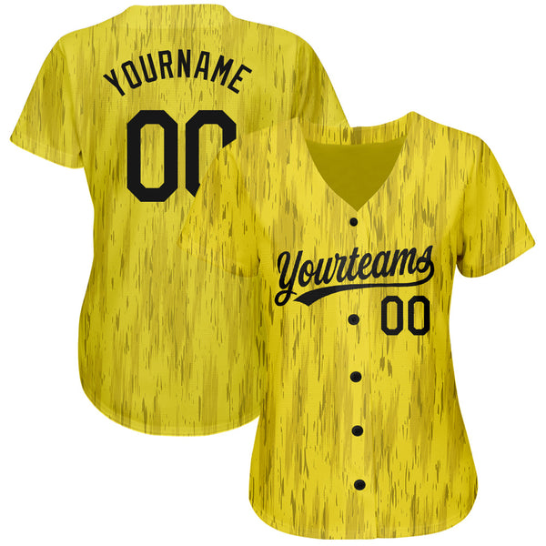Custom Gold Black 3D Pattern Design Authentic Baseball Jersey alternate