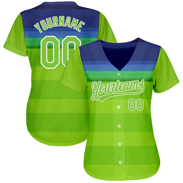Custom Neon Green Neon Green-Royal 3D Pattern Design Authentic Baseball Jersey alternate