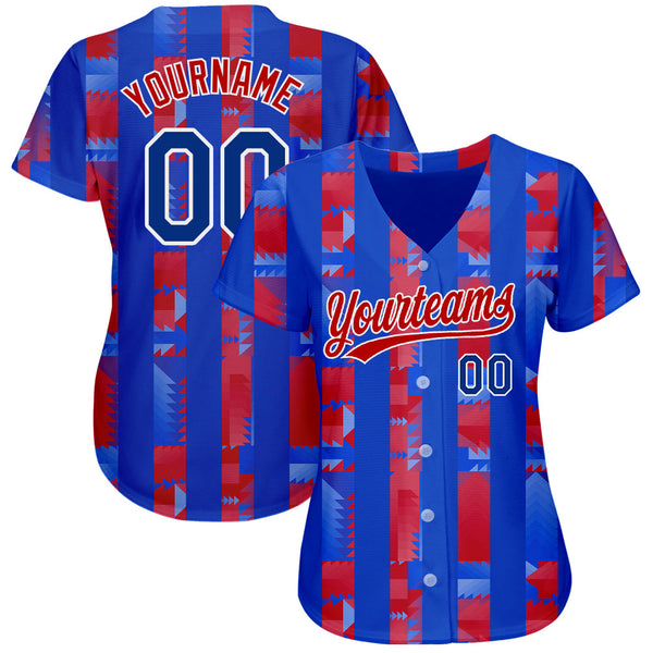 Custom Royal Royal-Red 3D Pattern Design Authentic Baseball Jersey alternate