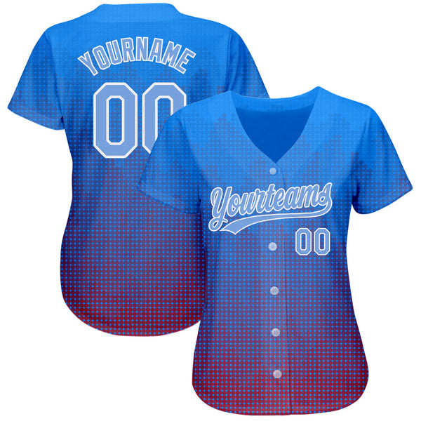 Custom Royal Light Blue-Red 3D Pattern Design Authentic Baseball Jersey alternate