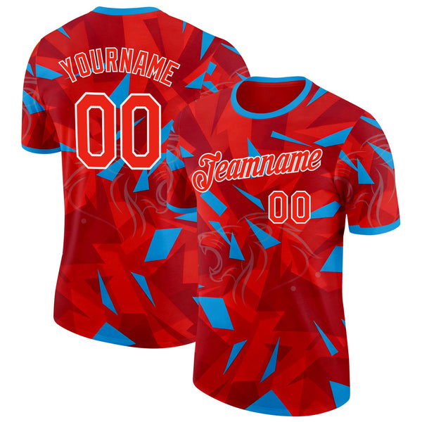 Custom Red Blue-White Czech Republic Soccer Jersey Performance T-Shirt