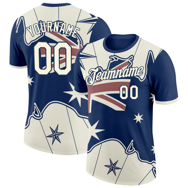 Custom Blue White-Red Australian Flag Southern Cross Soccer Jersey Performance T-Shirt