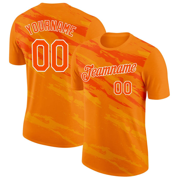 Custom Orange White Netherlands Splash Soccer Jersey Performance T-Shirt