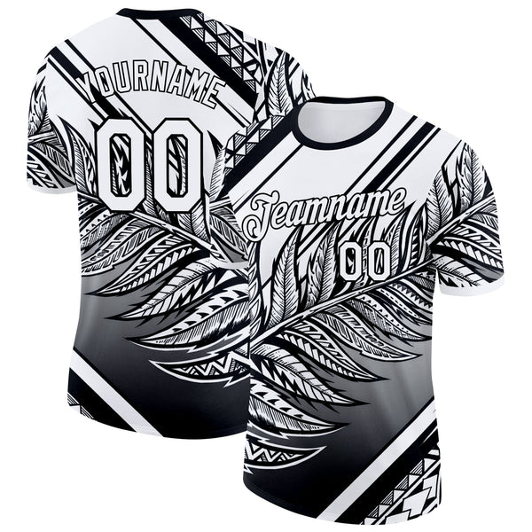 Custom White Black New Zealand Silver Fern Soccer Jersey Performance T-Shirt
