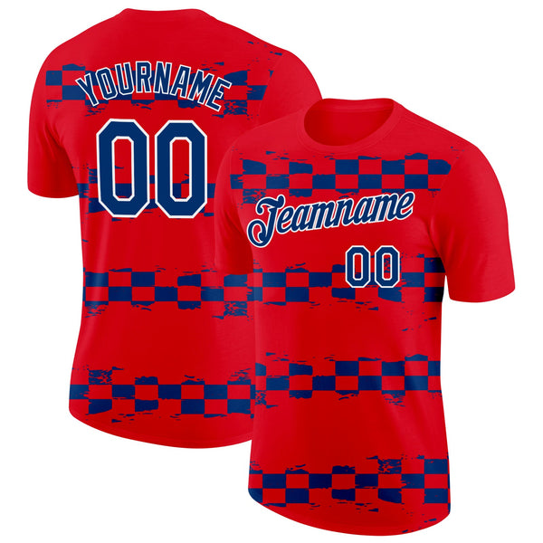 Custom Red US Navy Blue-White Croatia Performance T-Shirt