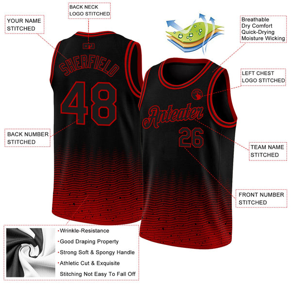 Custom Black Red Fade Fashion Authentic City Edition Basketball Jersey alternate