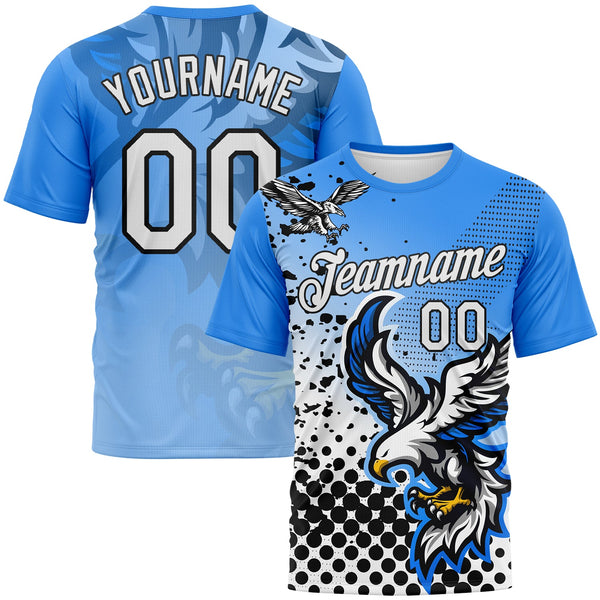 Custom Sky Blue White-Black Aguila Eagle Performance T-Shirt