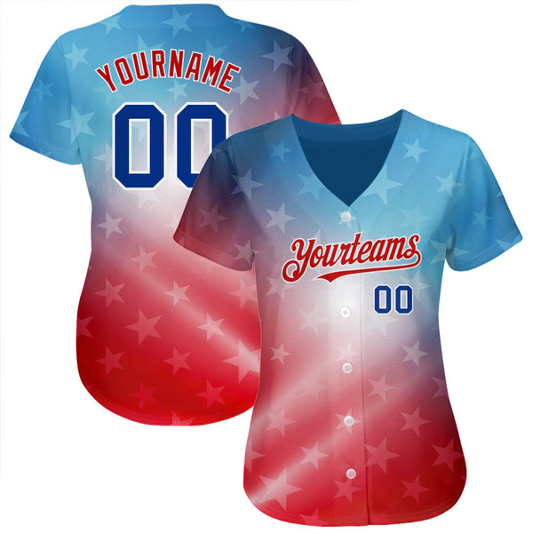 Custom Red Royal-Black 3D American Flag Fashion Authentic Baseball Jersey alternate