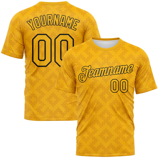 Custom Gold-Black Geometric Diamond Subtle Grid Performance T-Shirt