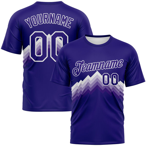 Custom Dark Purple-White Zigzag Step Fade Effect Performance T-Shirt