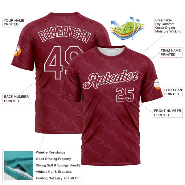 Custom Crimson-White Subtle Tonal Print Sportswear Performance T-Shirt alternate