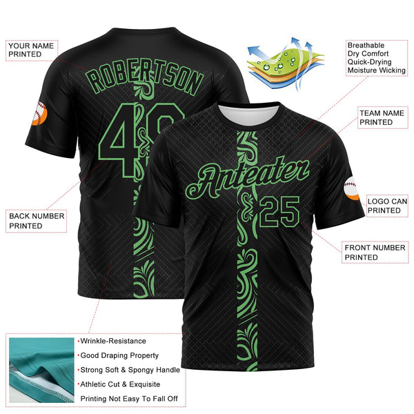 Custom Black-Pea Green Geometric Tribal Sportswear Performance T-Shirt alternate