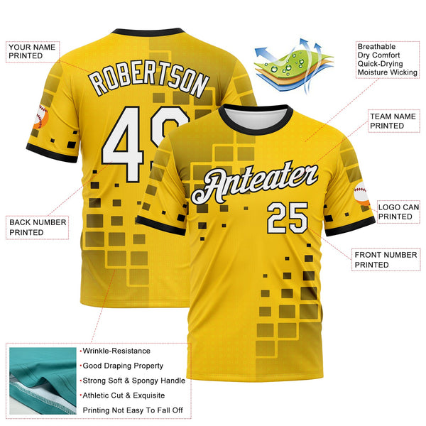 Custom Yellow White-Black Geometric Square Cyber Tech Gaming Sportswear Performance T-Shirt alternate
